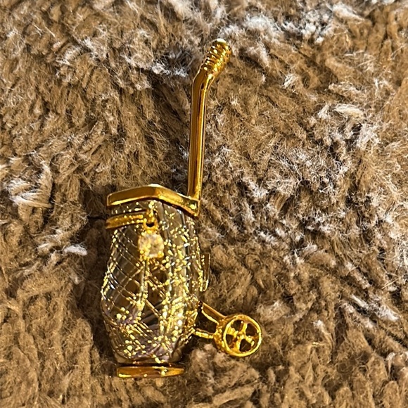 Jewelry - Two Tone Golf Bag Brooch with crystal accent